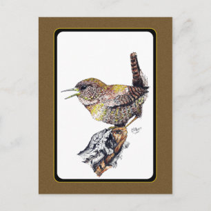 Wren Postcard in Tinte Postkarte