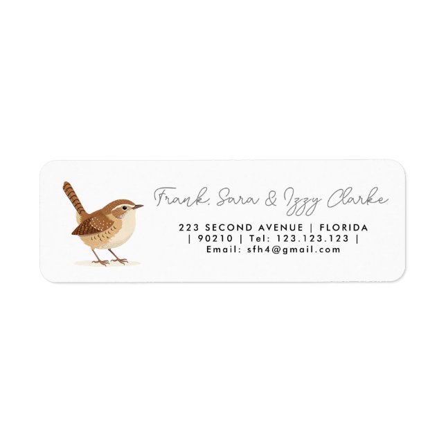 Wren Return Address Labels – Personalized Bird (Vorne)