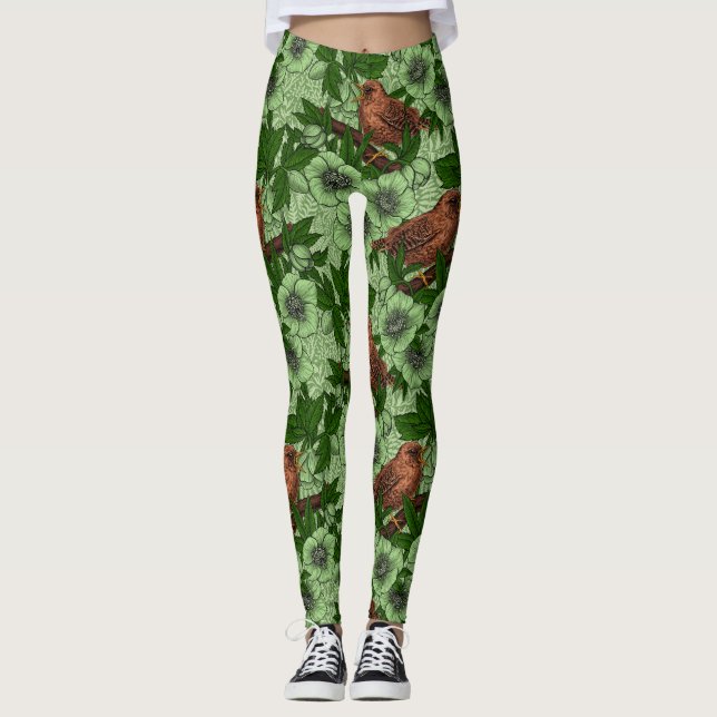 Wren und Hellebore, hellgrün Leggings (Vorderseite)