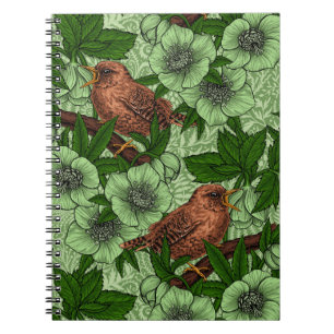 Wren und Hellebore, hellgrün Notizblock