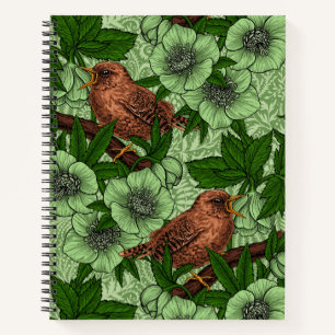 Wren und Hellebore, hellgrün Notizbuch
