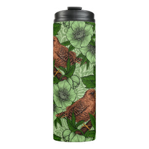 Wren und Hellebore, hellgrün Thermosbecher
