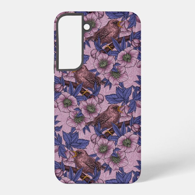 Wren und Hellebore, rosa und violett Samsung Galaxy Hülle (Rückseite)