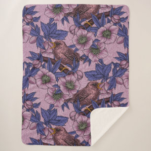 Wren und Hellebore, rosa und violett Sherpadecke