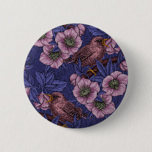 Wren und Hellebore, violett und rosa Button