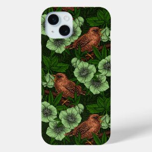 Wren und Hellebos auf dunkelgrün Case-Mate iPhone Hülle
