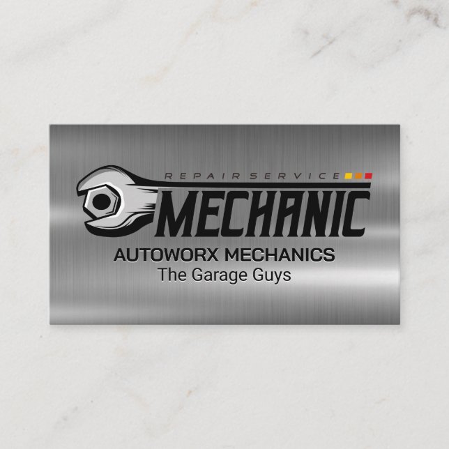 Wrench Bolt | Garage | Metallic Visitenkarte (Vorderseite)