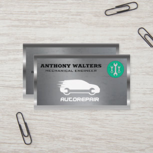Wrenches   Metallisch   Auto-Reparatur-Logo Visitenkarte