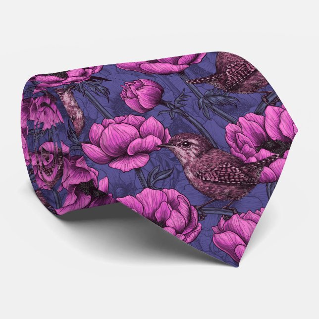 Wrens im Anemonengarten Krawatte (Gerollt)