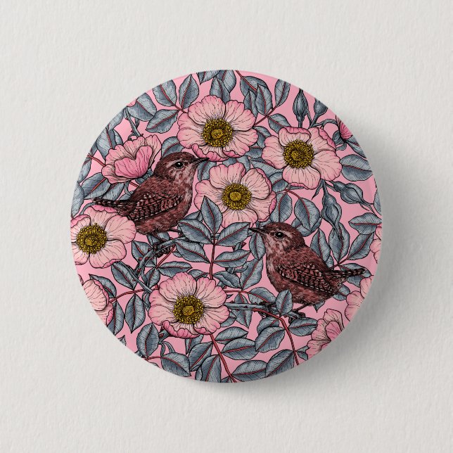 Wrens in den Rose Button (Vorderseite)