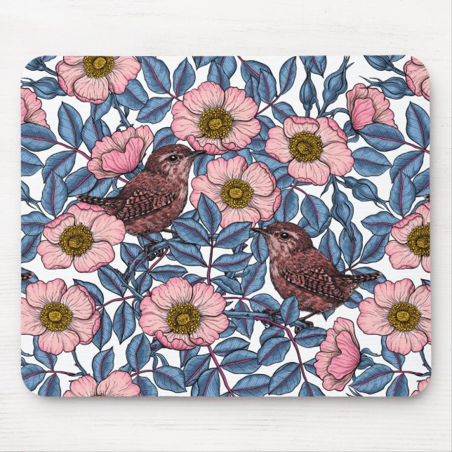 Wrens in den Rose Mousepad (Vorne)