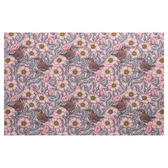 Wrens in den Rose Stoff (Fat Quarter (45,7 x 55,9 cm))