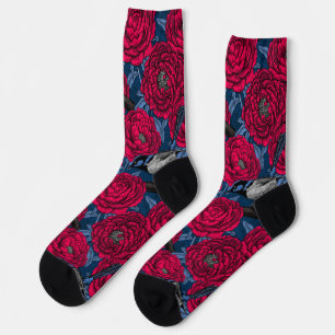Wrens in the peonies socken