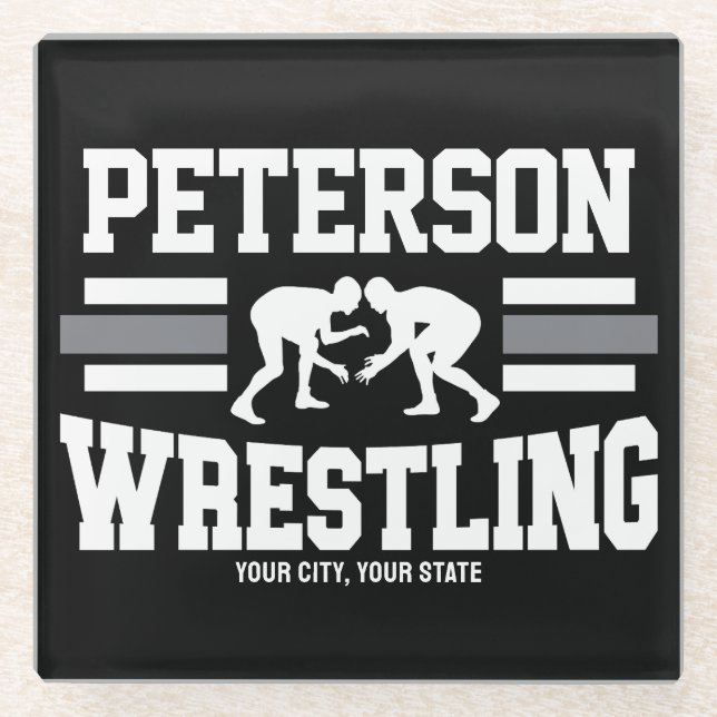 Wrestler ADNAME School Athlete Wrestling Team Glasuntersetzer (Vorderseite)