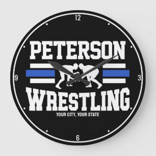 Wrestler ADNAME School Athlete Wrestling Team Große Wanduhr