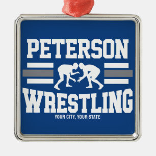 Wrestler ADNAME School Athlete Wrestling Team Ornament Aus Metall