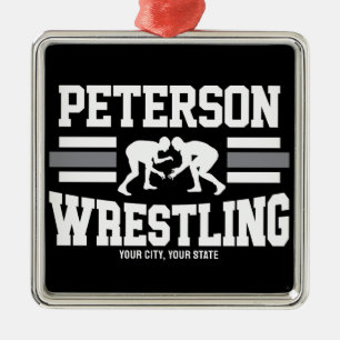 Wrestler ADNAME School Athlete Wrestling Team Ornament Aus Metall
