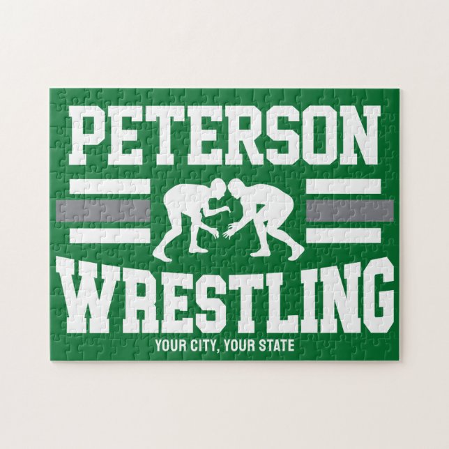 Wrestler ADNAME School Athlete Wrestling Team Puzzle (Horizontal)