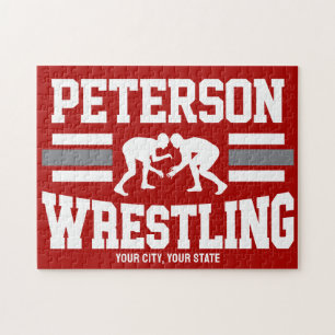 Wrestler ADNAME School Athlete Wrestling Team Puzzle