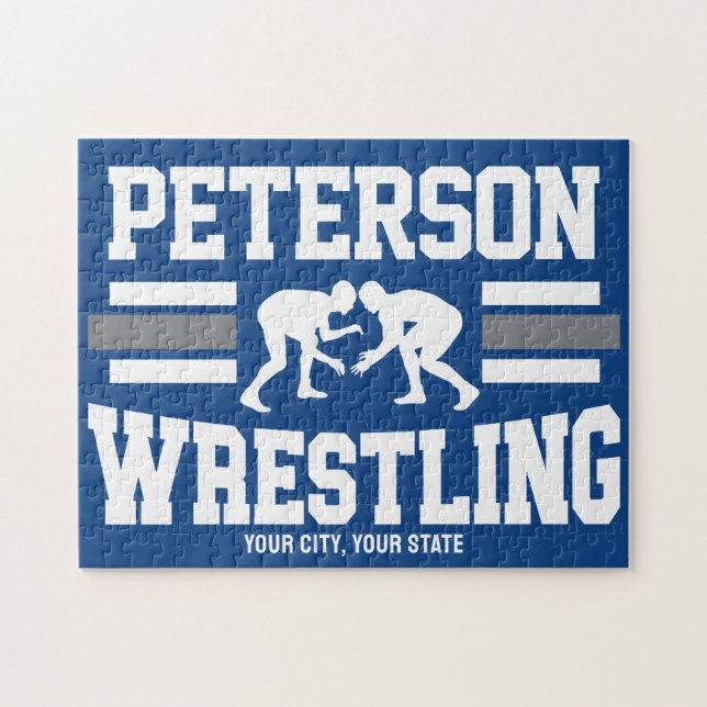 Wrestler ADNAME School Athlete Wrestling Team Puzzle (Horizontal)
