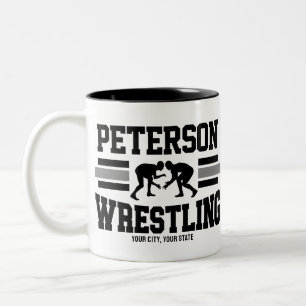 Wrestler ADNAME School Athlete Wrestling Team Zweifarbige Tasse