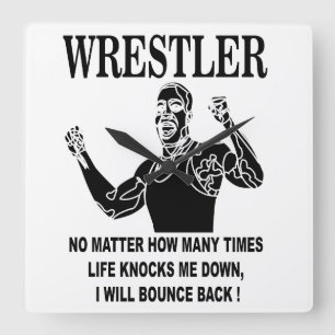Wrestler Inspirational Wrestling Quadratische Wanduhr