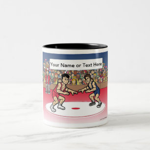 Wrestler - Männlicher Cartoon von PrintedPerfectio Zweifarbige Tasse