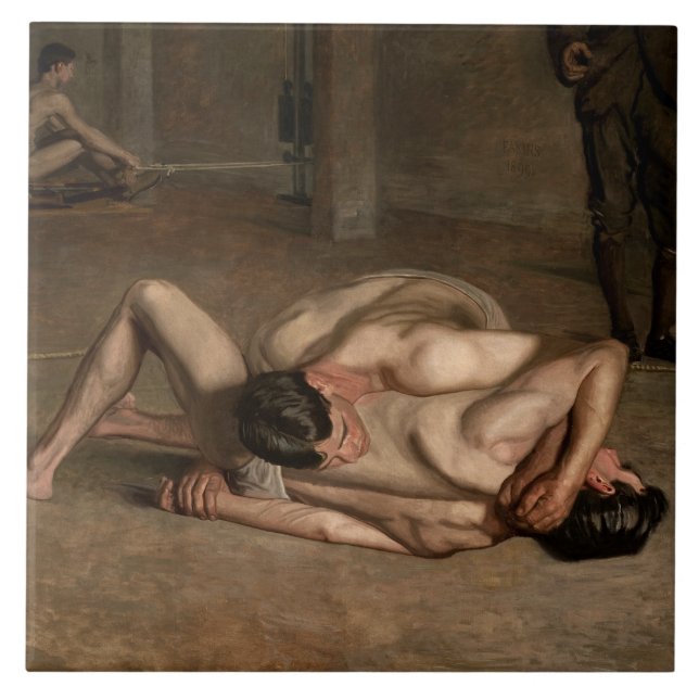 Wrestler (von Thomas Eakins) Fliese (Vorderseite)