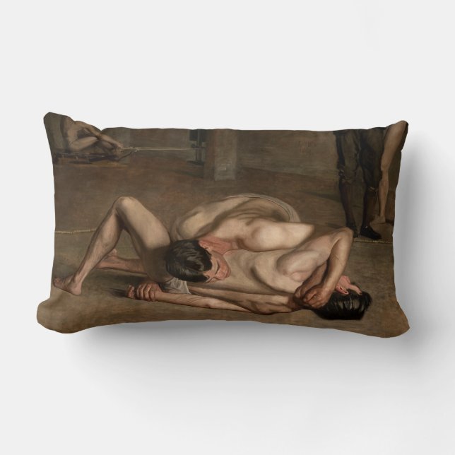 Wrestler (von Thomas Eakins) Lendenkissen (Vorderseite)