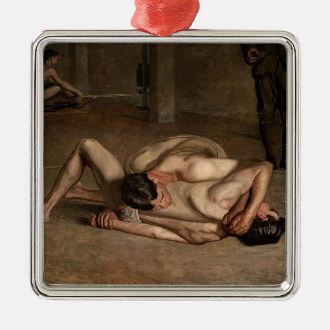 Wrestler (von Thomas Eakins) Ornament Aus Metall (Vorne)
