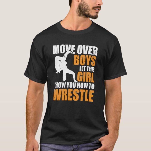 Wrestler Wrestle Move Over Boys Wrestling T-Shirt (Vorderseite)
