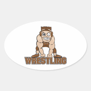 Wrestler-Wrestling Ovaler Aufkleber