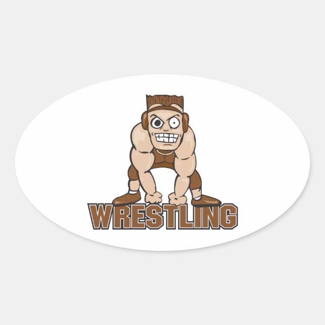 Wrestler-Wrestling Ovaler Aufkleber (Vorderseite)