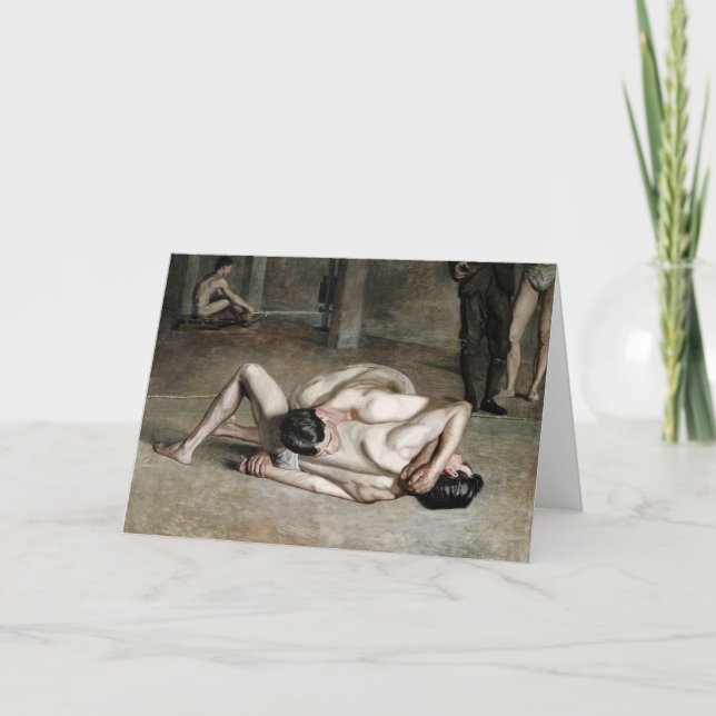 Wrestlers Fine Art Greetings Card Karte (Vorderseite)