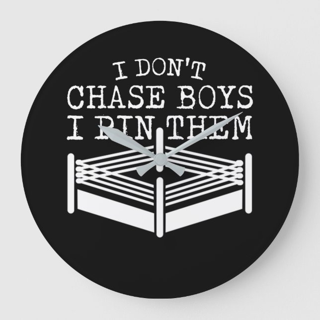 Wrestlers Girls Jungs, die ich Button Große Wanduhr (Vorderseite)