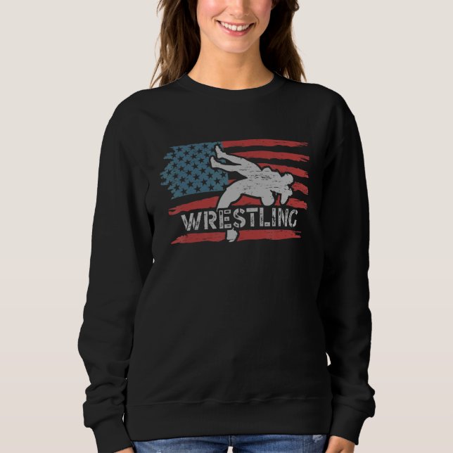 Wrestling American Flag Ring Athlete Wrestler Coac Sweatshirt (Vorderseite)