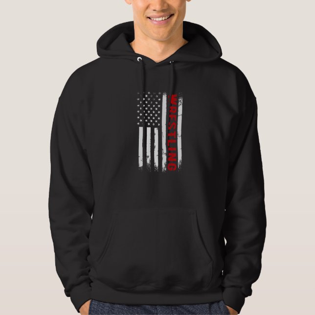 Wrestling American USA Flag Funny Wrestle Men Boy  Hoodie (Vorderseite)