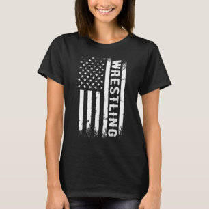 Wrestling American USA Flag Funny Wrestle Men Boy T-Shirt