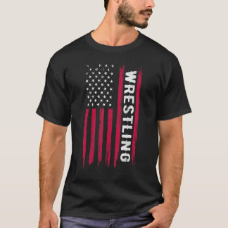 Wrestling American USA Flag Funny Wrestle Men Boy T-Shirt