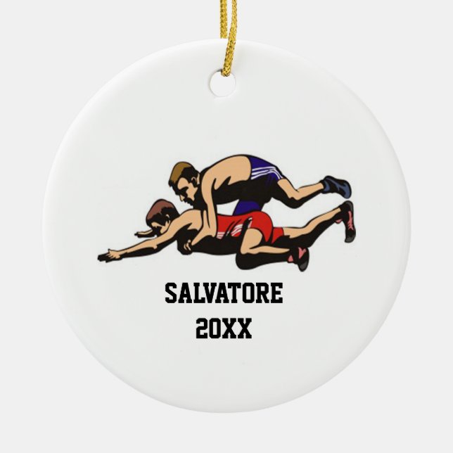 Wrestling auf der Matten-Weihnachtsverzierung Keramik Ornament (Vorne)