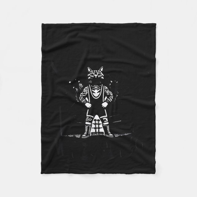Wrestling Cat Funny Weekends Watching For Men Wome Fleecedecke (Vorderseite)