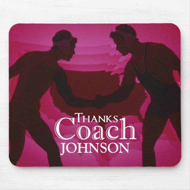 Wrestling dank Coach Silhouette Red Mousepad (Vorne)