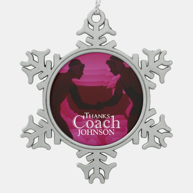 Wrestling dank Coach Silhouette Red Schneeflocken Zinn-Ornament (Vorderseite)