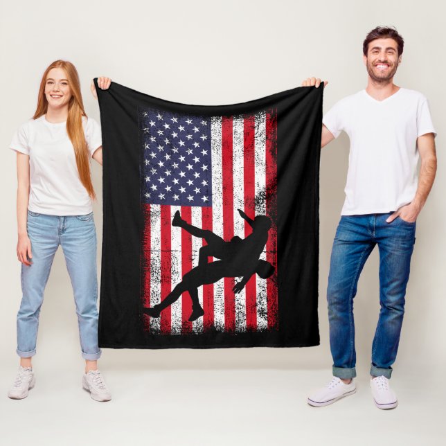 Wrestling der US-amerikanischen Flagge Wrestling W Fleecedecke (Beispiel)