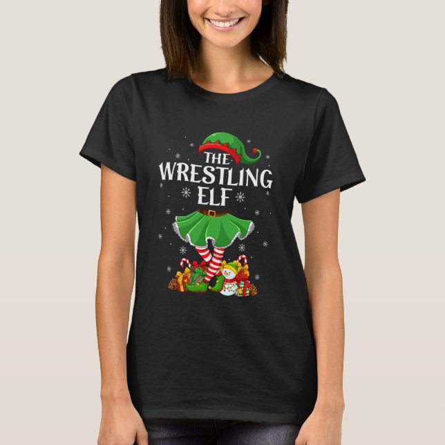 Wrestling Elf Christmas Family Elf Squad Xmas Girl T-Shirt (Vorderseite)