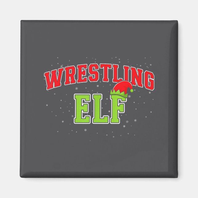Wrestling Elf Christmas Family Matching Group Xmas Magnet (Vorne)