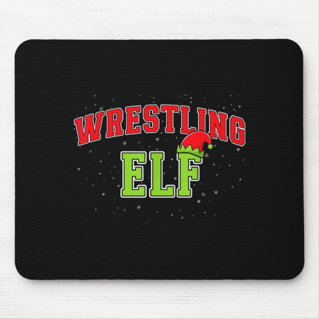 Wrestling Elf Christmas Family Matching Group Xmas Mousepad (Vorne)