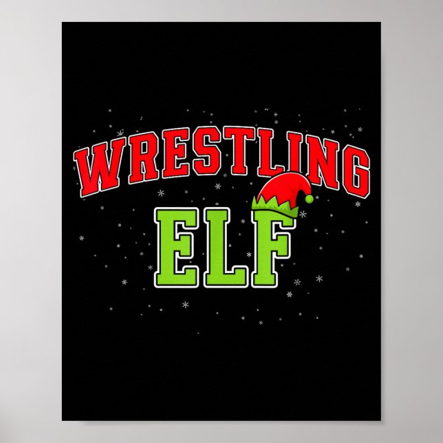 Wrestling Elf Christmas Family Matching Group Xmas Poster (Vorne)