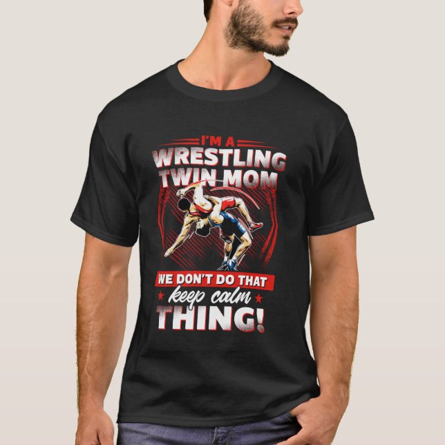 Wrestling Funny Best I'm A Wrestling Twin Mom Vint T-Shirt (Vorderseite)