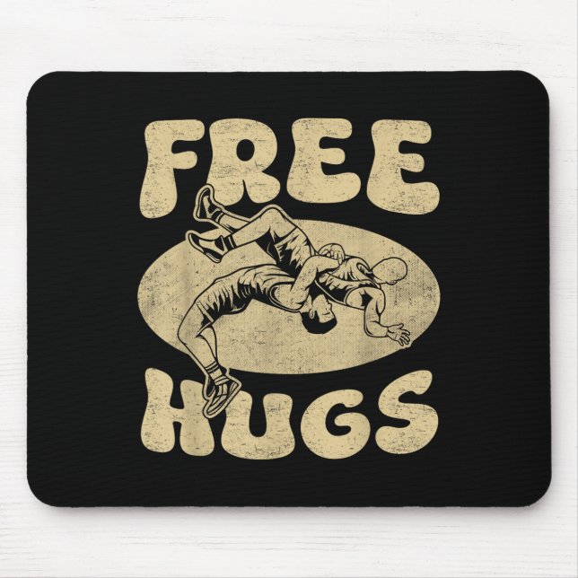 Wrestling - Funny Hugs Wrestling Shirt Wrestler Wr Mousepad (Vorne)